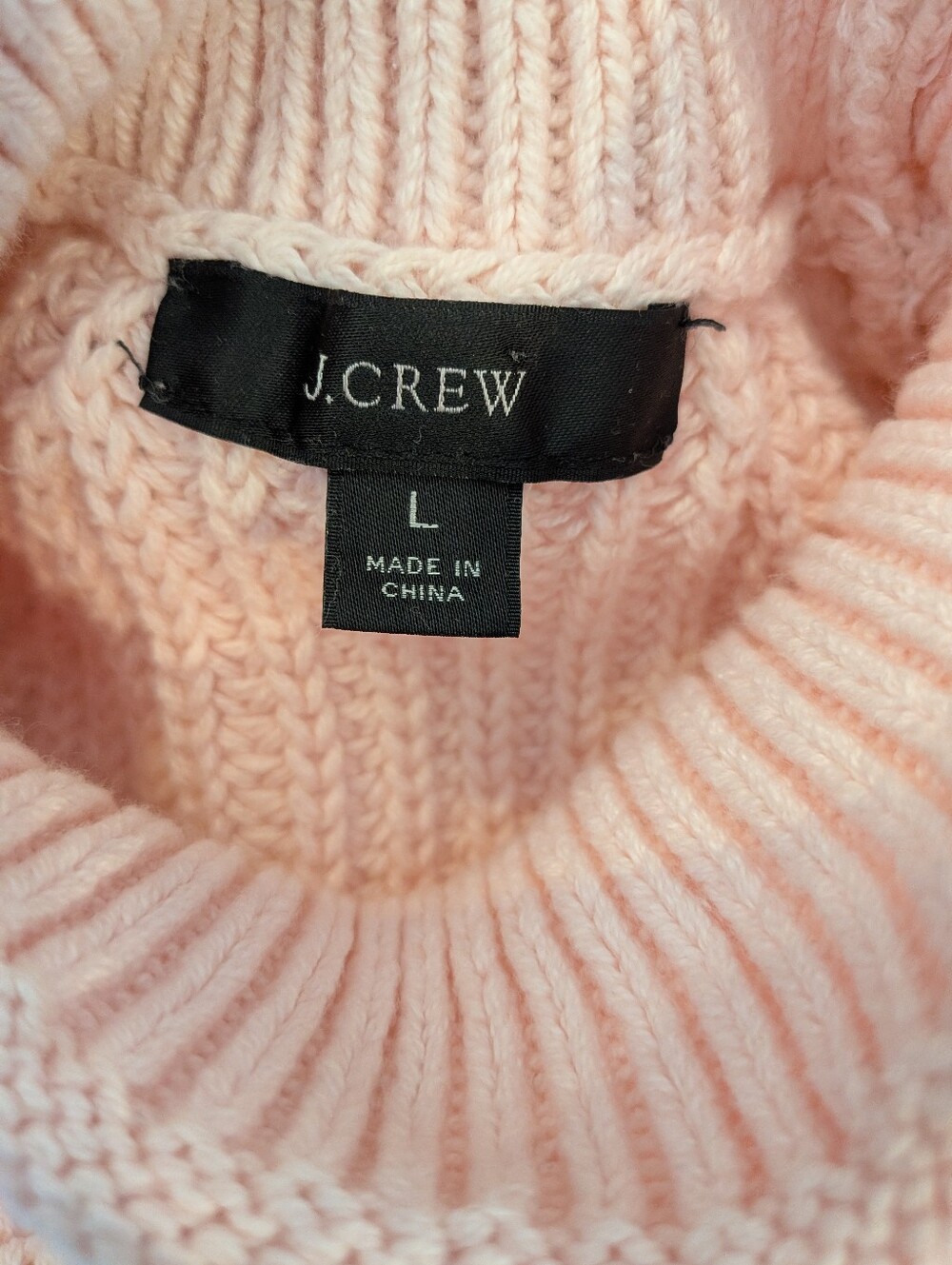 J. Crew Relaxed Rollneck Sweater Knit Fisherman Pink 100% Cotton Classic Size L - Picture 13 of 15